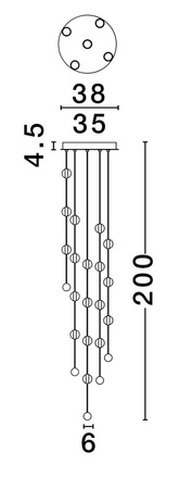 Luces Exclusivas lampa wisząca LED Cutervo ściemnialna Ø 38 cm 64W 4708lm 3000K IP20 czarno/złota LE44601