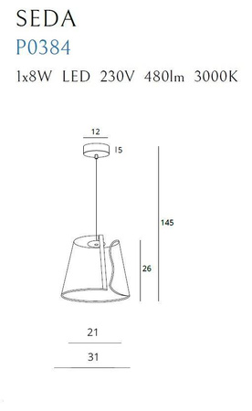 Maxlight lampa wisząca LED Seda 8W 3000K Ø31cm złota P0384