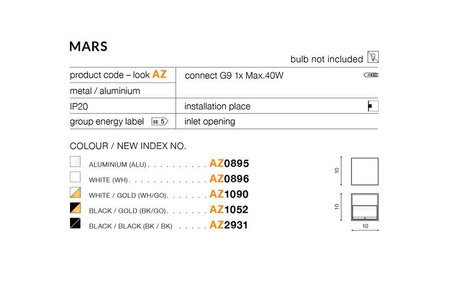 Azzardo kinkiet techniczny Mars Wall G9 biały AZ0896