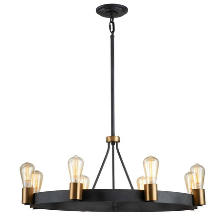 Quintiesse lampa wisząca Silas 8xE27 czarno/mosiężna QN-SILAS-8P-DZ