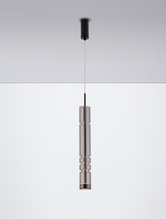 Luces Exclusivas lampa wisząca LED Montero Ø 8 cm 12W 1526lm 3000K IP20 wys. klosza 58 cm czarno/szara LE44589