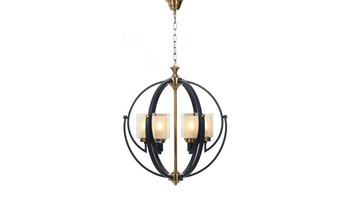Lumina Deco żyrandol / lampa wisząca Bergen W6 6xE27 czarno/mosiężna LDP 1232-6 (BK+MD)