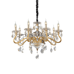 Ideal Lux żyrandol / lampa wisząca Negresco 8xE14 złota 087764