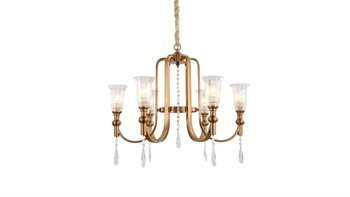 Lumina Deco żyrandol / lampa wisząca Rionella W6 6xE14 biało/mosiężnaz LDP 8041-6 (S.GD)