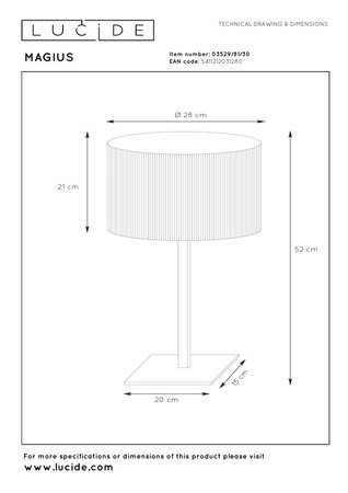 Lucide lampa stołowa Magius E27/40W H52 czarno/drewniana 03529/81/30
