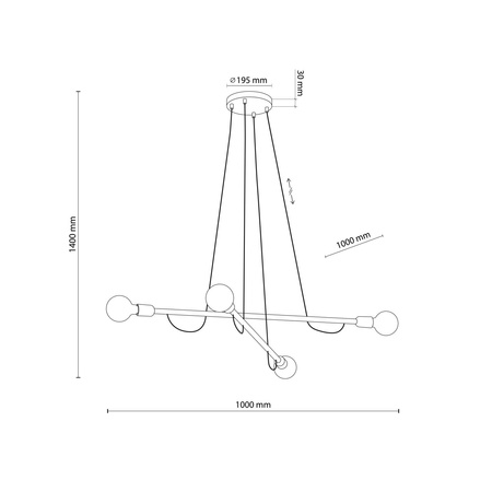 TK Lighting lampa wisząca Helix 4xE27 czarno/drewniana 4949