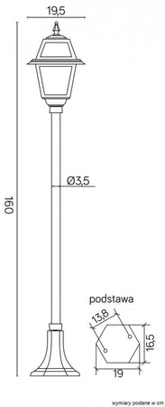 Su-ma lampa stojąca zewnętrzna Witraż E27 czarna/patyna 160cm IP43 K 5002/1/N