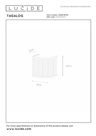 Lucide kinkiet Tagalog 1xE27 czarny 21229/18/30