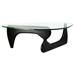 King Home Stolik STABLE BLACK - szkło, podstawa drewniana czarny jesion. KH1501100127