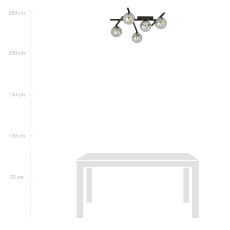 Emibig plafon Smart 5 5xE14 czarno/dymiony 1104/5