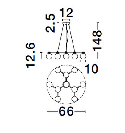 Luces Exclusivas lampa wisząca LED Caminos Ø 66 cm G9 10x5W IP20 czarno/złota LE44543