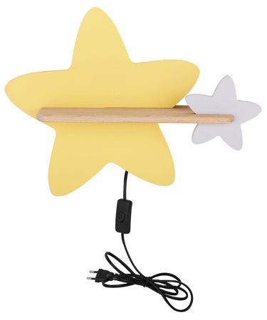 Candellux kinkiet dziecięcy LED z półką IQ Kids Star 5W 250lm 4000K żółty/biały z przewodem 21-75734