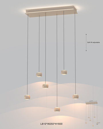 Aviano Lighting lampa wisząca LED Quiberon ściemnialna 36W 3600lm 3000K piaskowa 7039-613