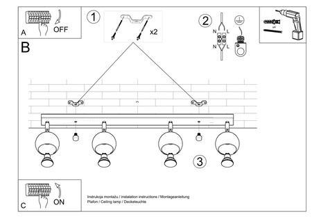 Sollux plafon (reflektorki) Oculare 4l 4xGU10 biały SL.0441