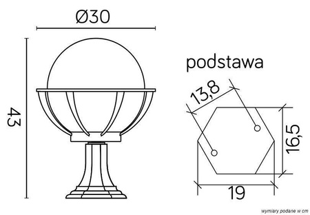 Su-ma lampa stojąca zewnętrzna Kule z koszykiem 250 E27 czarna/patyna 43cm IP43 K 4011/1/KPO 250 FU