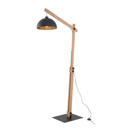 TK Lighting lampa podłogowa Oslo E27 czarno/drewniana 180cm 5582