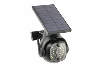 GTV naświetlacz LED solarny Guardos z czunikiem ruchu, zmierzchu i atrapą kamery 300lm 6400K IP65 czarny LD-GUARDOS-300-64