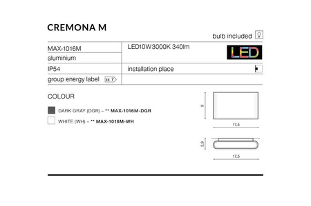 Azzardo kinkiet zewnętrzny LED Cremona M 2x(5W 233lm 3000K) 10W 467lm czarny IP54 AZ4340