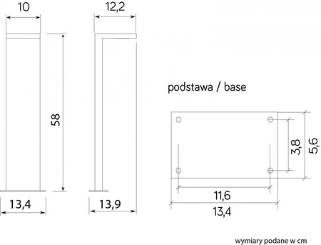 Su-ma lampa stojąca zewnętrzna LED Karo 10W 720lm 4000K 58cm popielata IP54 KR-580