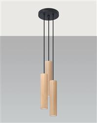 Sollux lampa wisząca Lino 3xGU10 czarno/drewniana SL.1012