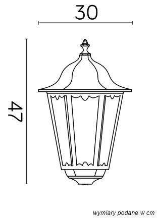 Su-ma latarnia uliczna (głowica) Retro Maxi E27 czarna/patyna IP43 K 1018 BD