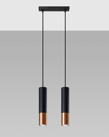 Sollux lampa wisząca Loopez 2 2xGU10 czarno/miedziana SL.0947