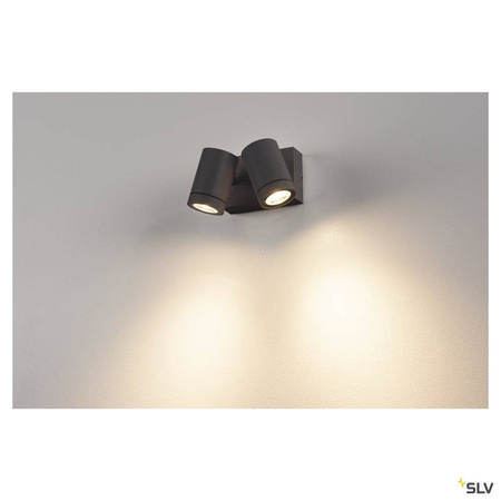SLV kinkiet (reflektorki) zewnętrzny LED Helia 2x(8W 450lm 3000K) 16W 900lm antracytowy IP55 233255