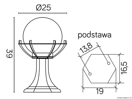 Su-ma lampa stojąca zewnętrzna Kule z koszykiem 200 E27 czarna/patyna 39cm IP43 K 4011/1/KPO OP