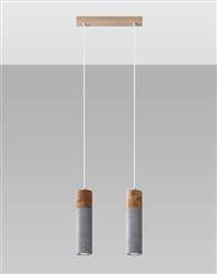 Sollux lampa wisząca Zane 2 2xGU10 szaro/drewniana SL.0966