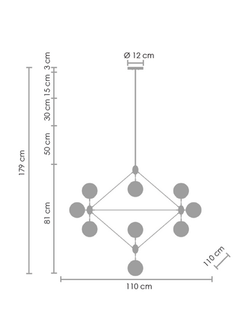 Step Into Design żyrandol / lampa wisząca Astrifero 15 15xE27 czarna ST-9047-15 transparent