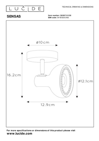 Lucide lampa sufitowa Sensas 1xES111 czarna 30997/01/30