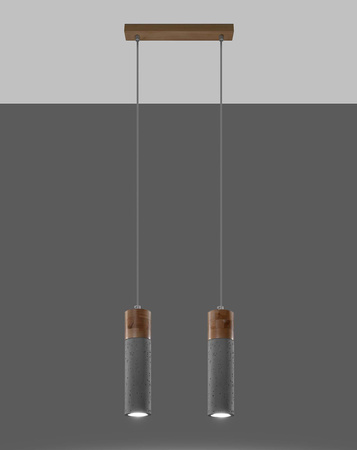 Sollux lampa wisząca Zane 2 2xGU10 szaro/drewniana SL.0966