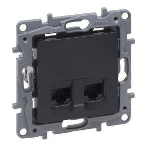 Legrand Niloe Selection gniazdo 2 x RJ 45 kat. 6 UTP antracytowe 762274