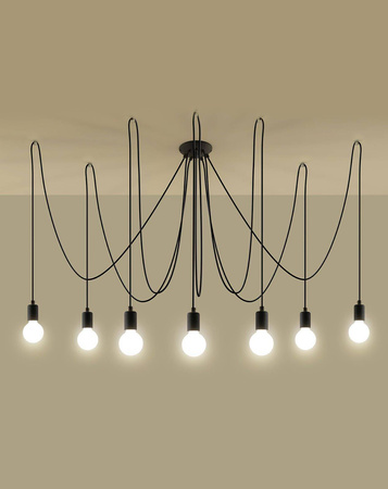 Sollux lampa wisząca Edison 7 7xE27 czarna SL.0372