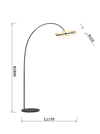 Aviano Lighting lampa podłogowa LED Brest 21W 2350lm 3000K wys. 180 cm czarno/złota 3016-104L
