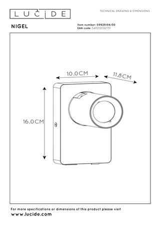 Lucide kinkiet Nigel 1xGU10/5W z możliwością ładowania telefonu przez USB czarny 09929/06/30