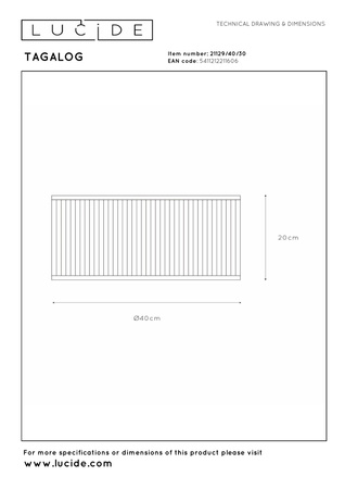 Lucide lampa sufitowa Tagalog Ø 40 cm 1xE27 czarna 21129/40/30