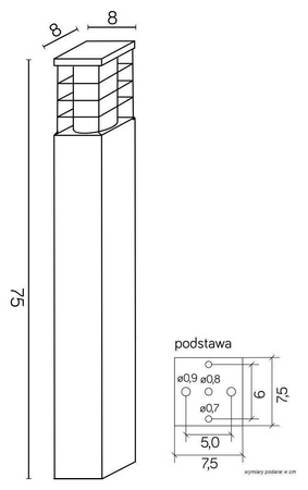 Su-ma lampa stojąca zewnętrzna Rado E27 czarna 75cm IP54 RADO II 1 BL