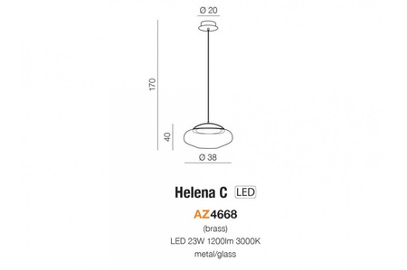 Azzardo lampa wisząca LED Helena C 23W 1200lm 3000K mosiężna AZ4668