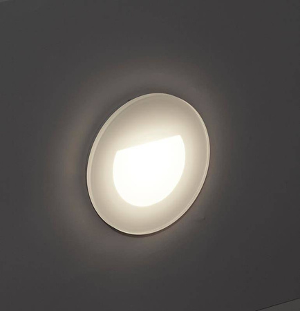 Mistic Lighting oczko ścienne schodowe LED Dot R Glass 1,5W 31lm 3000K białe IP65/20 MSTC-05411902+MSTC-05118010