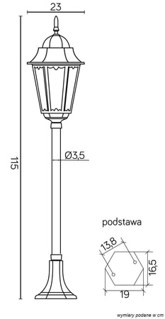 Su-ma lampa stojąca zewnętrzna Retro Classic II E27 czarna/patyna 115cm IP43 K 5002/2/H