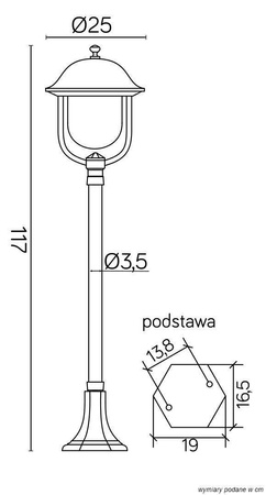 Su-ma lampa stojąca zewnętrzna Prince E27 czarna/patyna 117cm IP43 K 5002/2/O