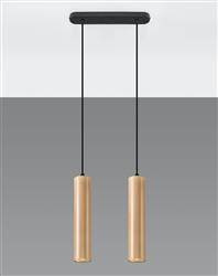 Sollux lampa wisząca Lino 2 2xGU10 czarno/drewniana SL.0637