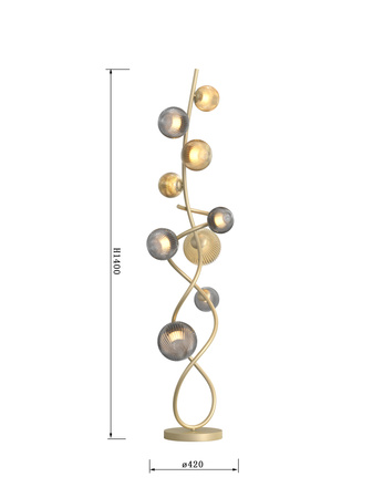 Aviano Lighting lampa podłogowa LED Metz G9 9x3,5W 3510lm 3000K żarówki w zestawie wys. 140 cm złota 3015-904