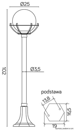 Su-ma lampa stojąca zewnętrzna Kule z koszykiem 200 E27 czarna/patyna 102cm IP43 K 5002/2/KPO OP
