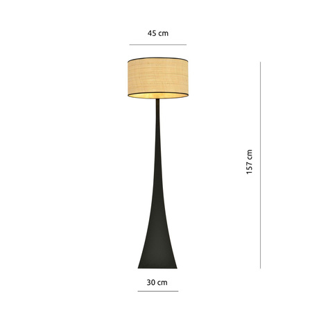 Emibig lampa stojąca Estrella LP1 E27 czarno/naturalna 157cm 1157/LP1