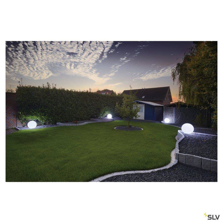 SLV lampa stojąca zewnętrzna przenośna Rotoball Floor 50 E27 biała IP44 227221