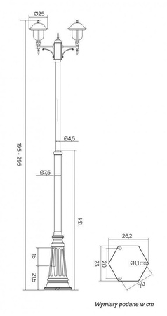 Su-ma latarnia Prince 2xE27 czarna/patyna IP43 OGMWN 2 O