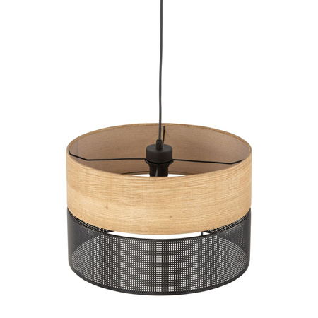 TK Lighting lampa wisząca Nicol E27 czarno/drewniana 4799