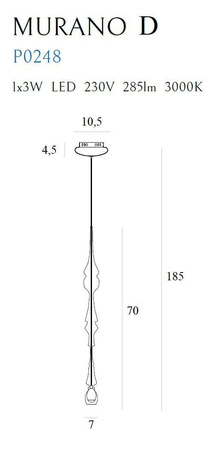Maxlight lampa wisząca LED Murano D 3W 285lm 3000K chrom P0248